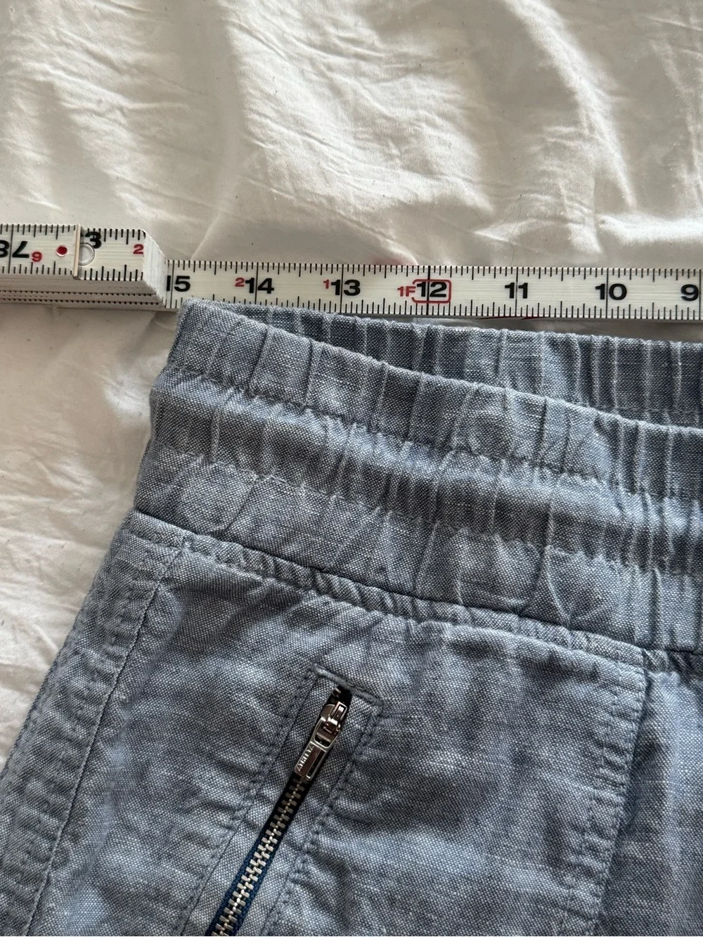 Athleta Cabo Linen Wide Leg Pants Chambray Blue Size 6L